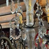 Bronze and cut crystal chandelier with 6 lights, early 20th century work.