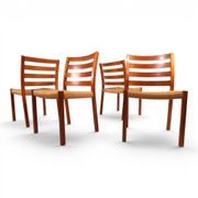 Niels Otto Møller Model 408, Set of 4 Teak Papercord Dining Chairs for J.L.