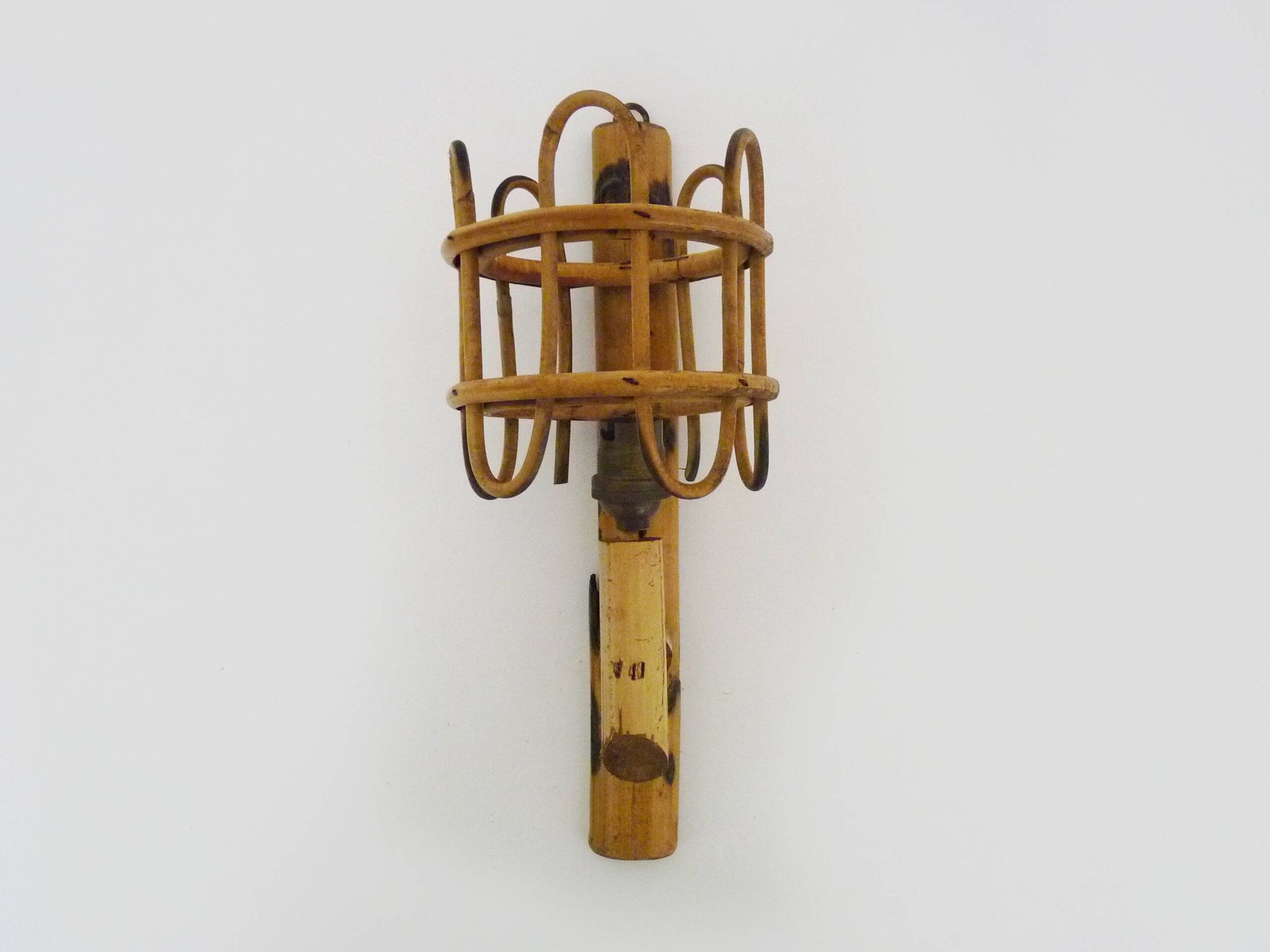 Rattan bamboo lantern wall light. 1950s-1960s