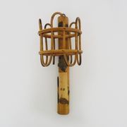 Rattan bamboo lantern wall light. 1950s-1960s