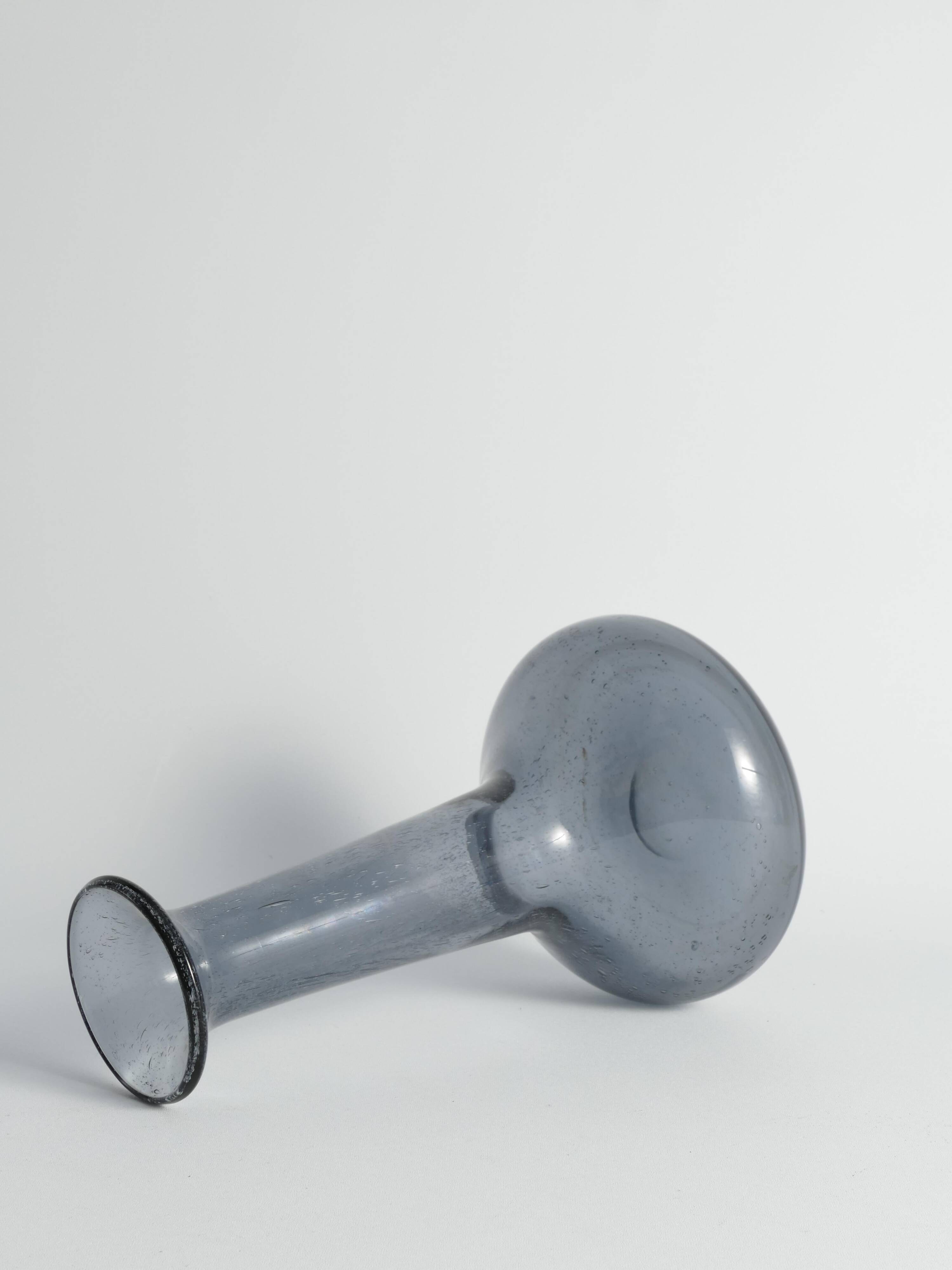Scandinavian Modern Blue Glass Vase by Erik Höglund for Boda, Sweden 1960's