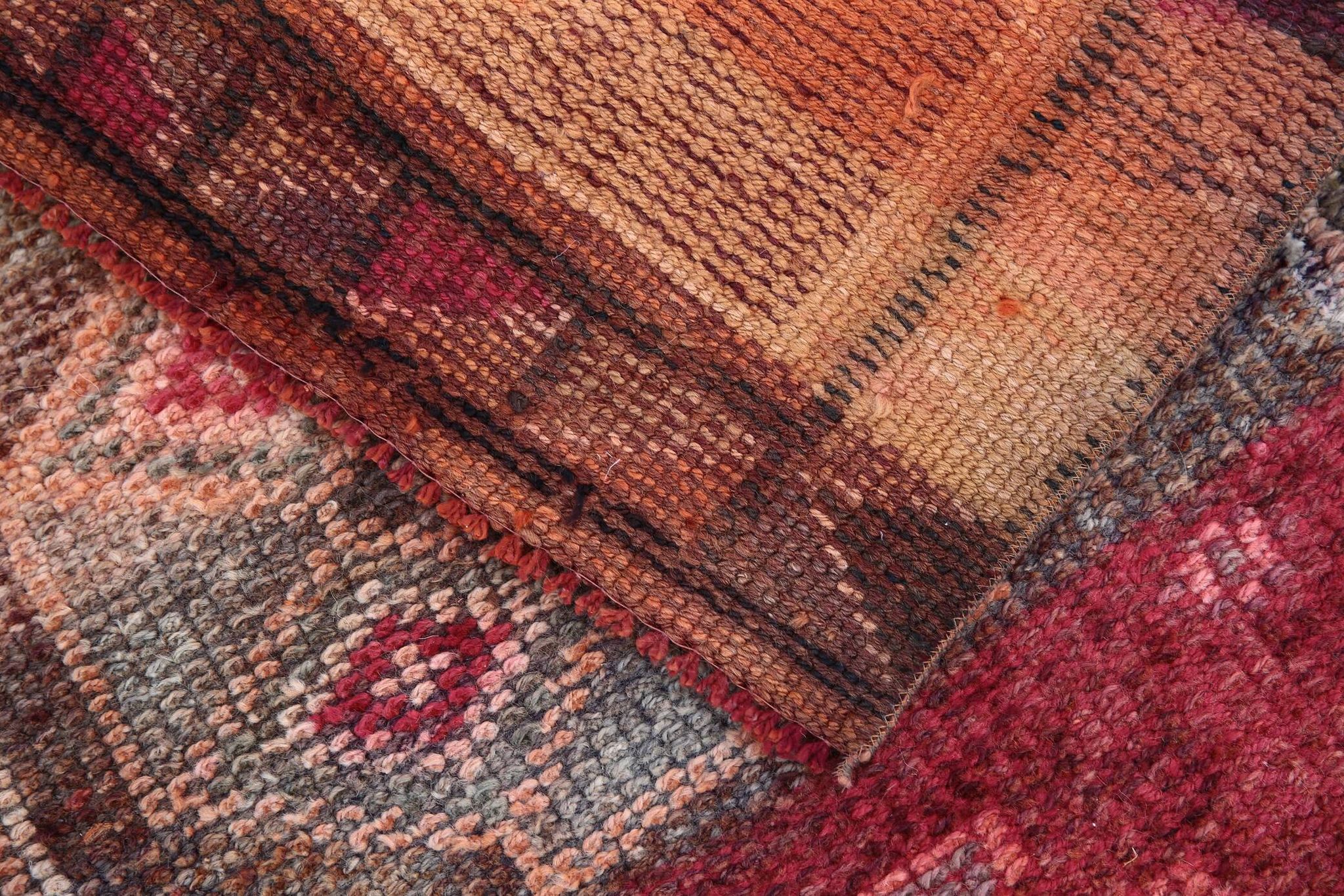 Tapis Couloir Tribal Vintage Rouge, Tapis Turc Géométrique, 75x313 Cm
