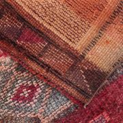 Tapis Couloir Tribal Vintage Rouge, Tapis Turc Géométrique, 75x313 Cm