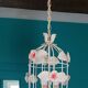 Vintage chandelier cage birds flowers white metal