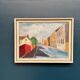 Huile sur toile originale suédoise – « Rue urbaine » par S. Lindah