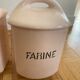 3 antique spice pots in pale pink earthenware from saint amandinoise
