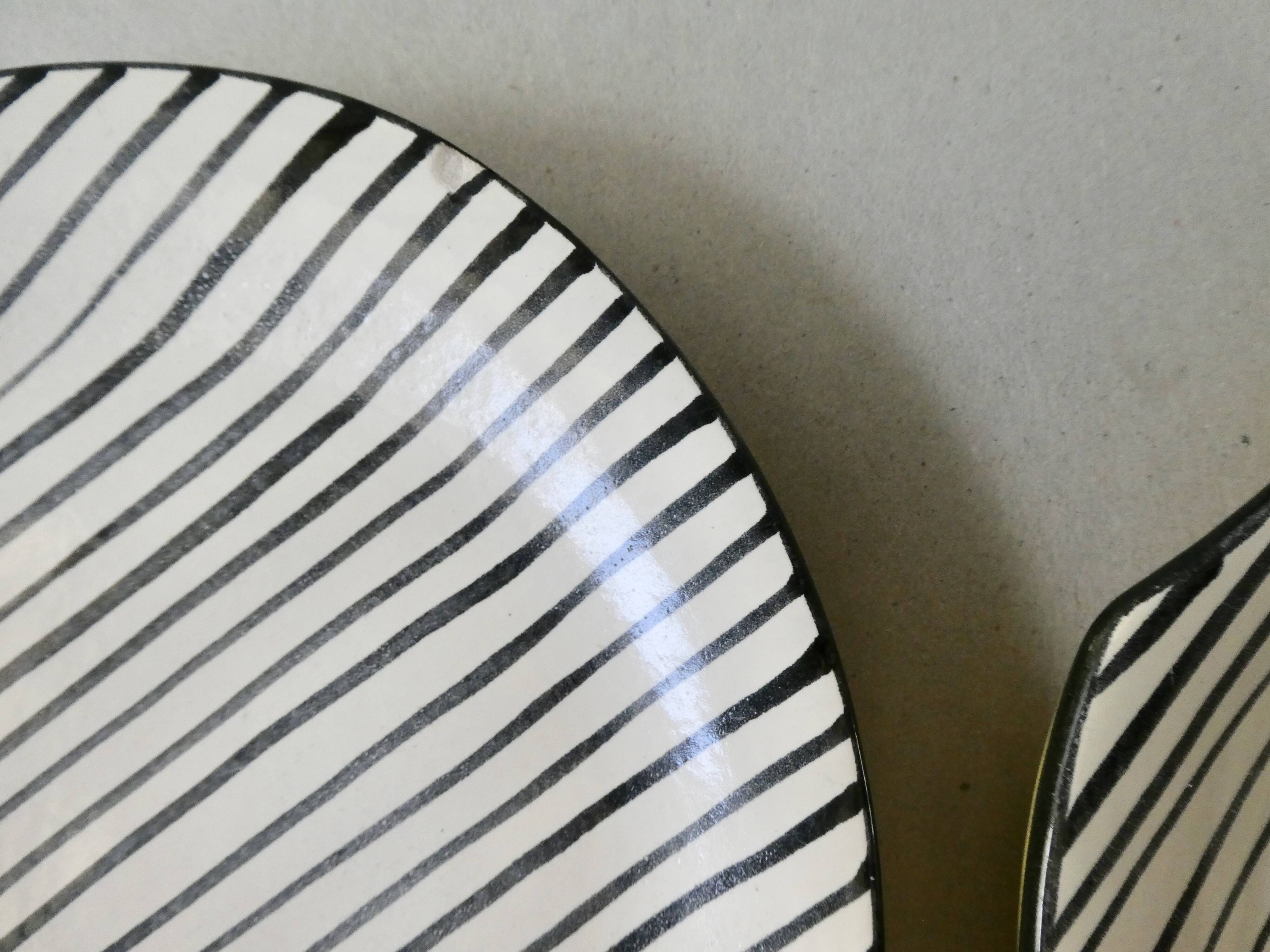 Set of 6 flat ceramic plates, free form, 50s