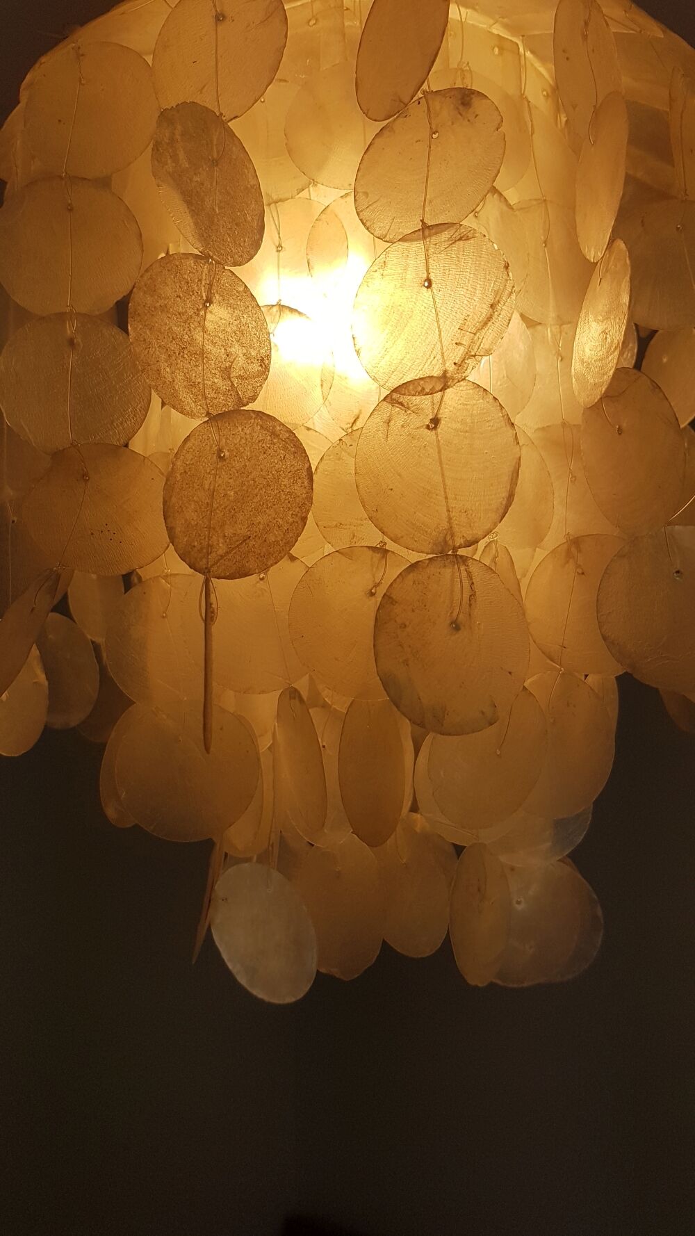 Vintage hanging lamp with mother-of-pearl lozenges