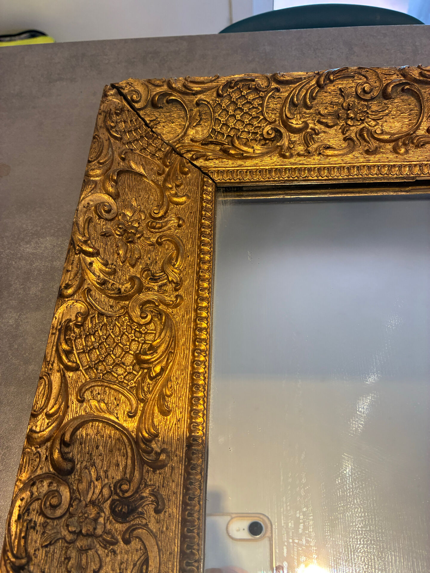 Rectangular framed mirror in wood and gilded stucco – Louis XV Rococo style