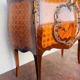 Curved chest of drawers Louis XV style marquetry with cube bottom XX century
