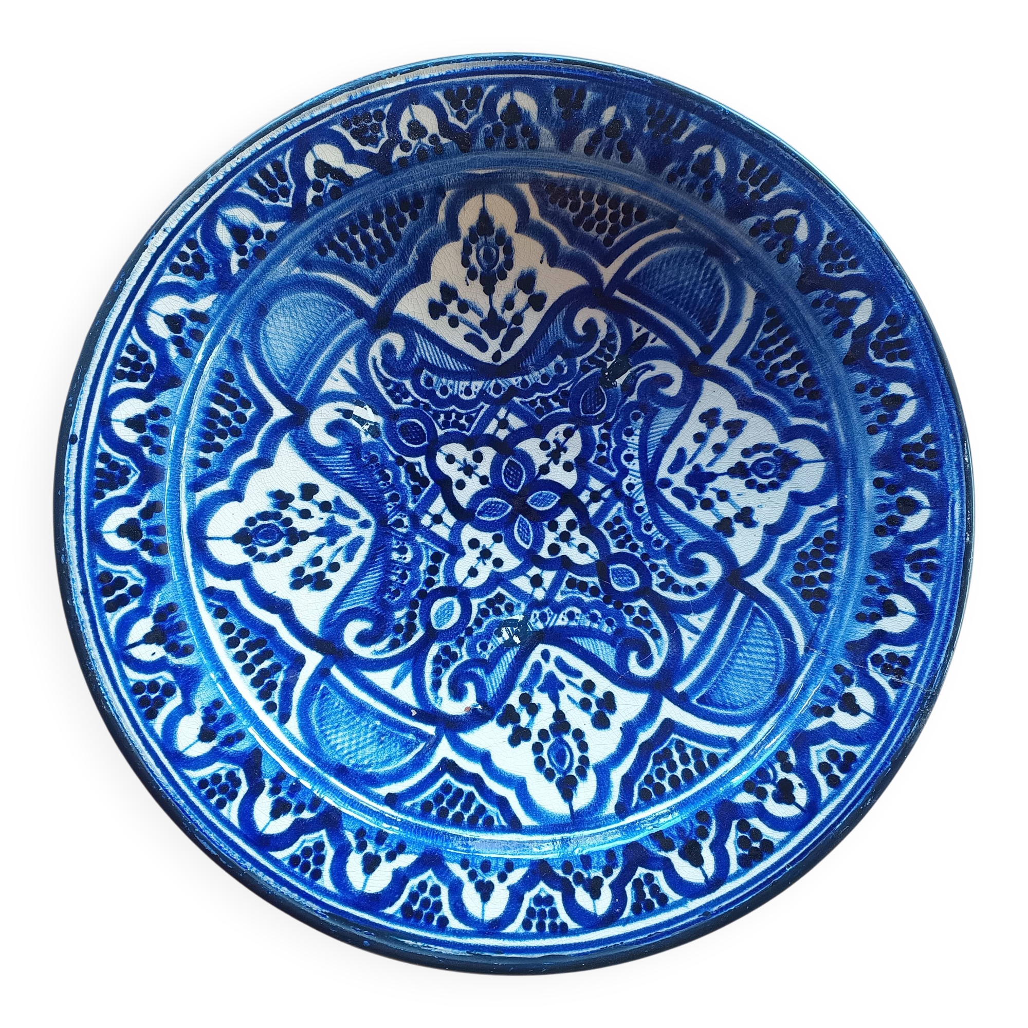 Large Moroccan dish or terracotta bowl, 42 cm diameter