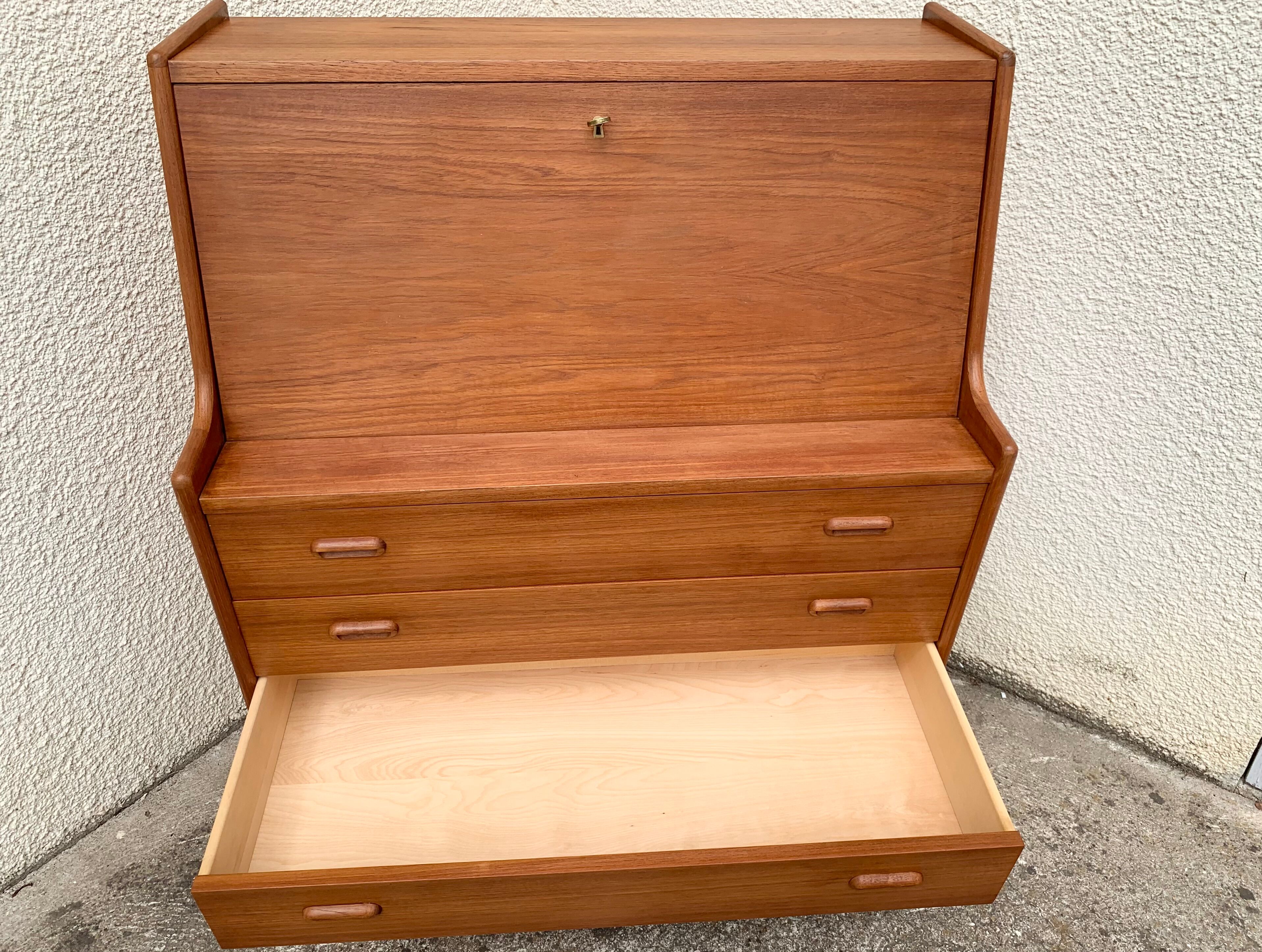 Secretary chest of drawers Teak by Arne Wahl Iversen for Falster Modelfabrik 1960