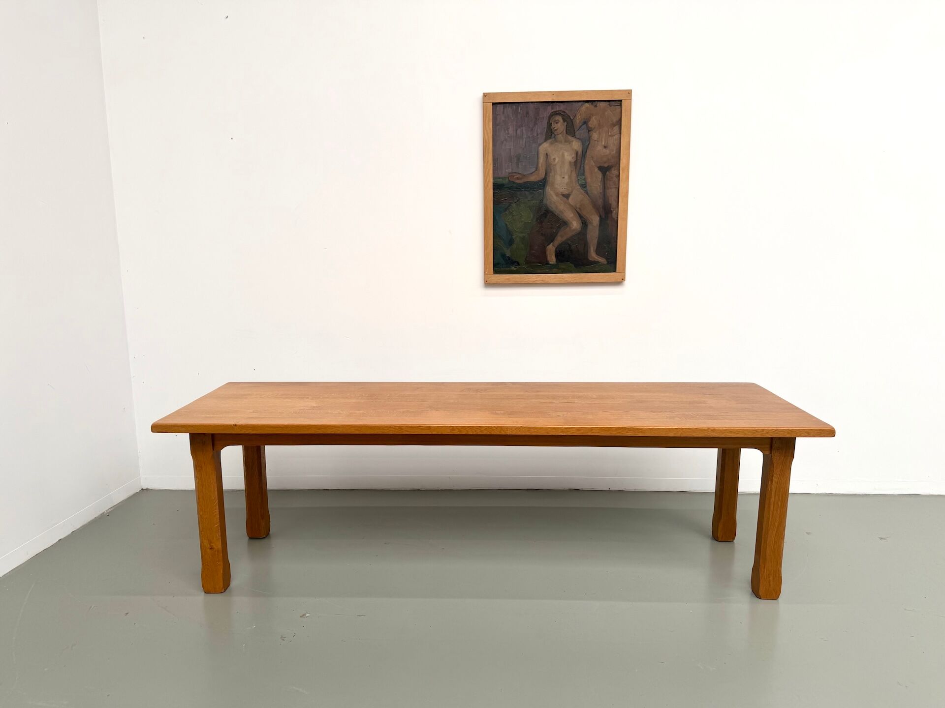 XL brutalist dining table in solid oak