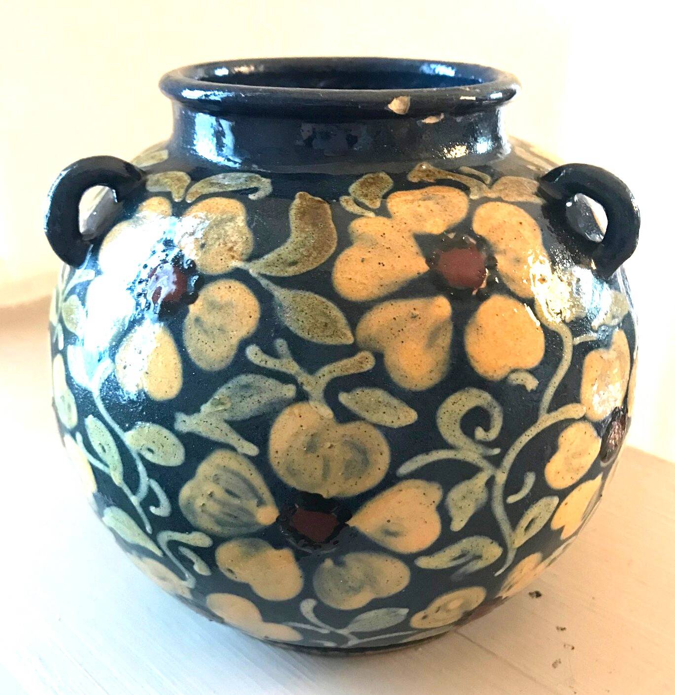 Glazed ceramic round vase Léon Elchinger