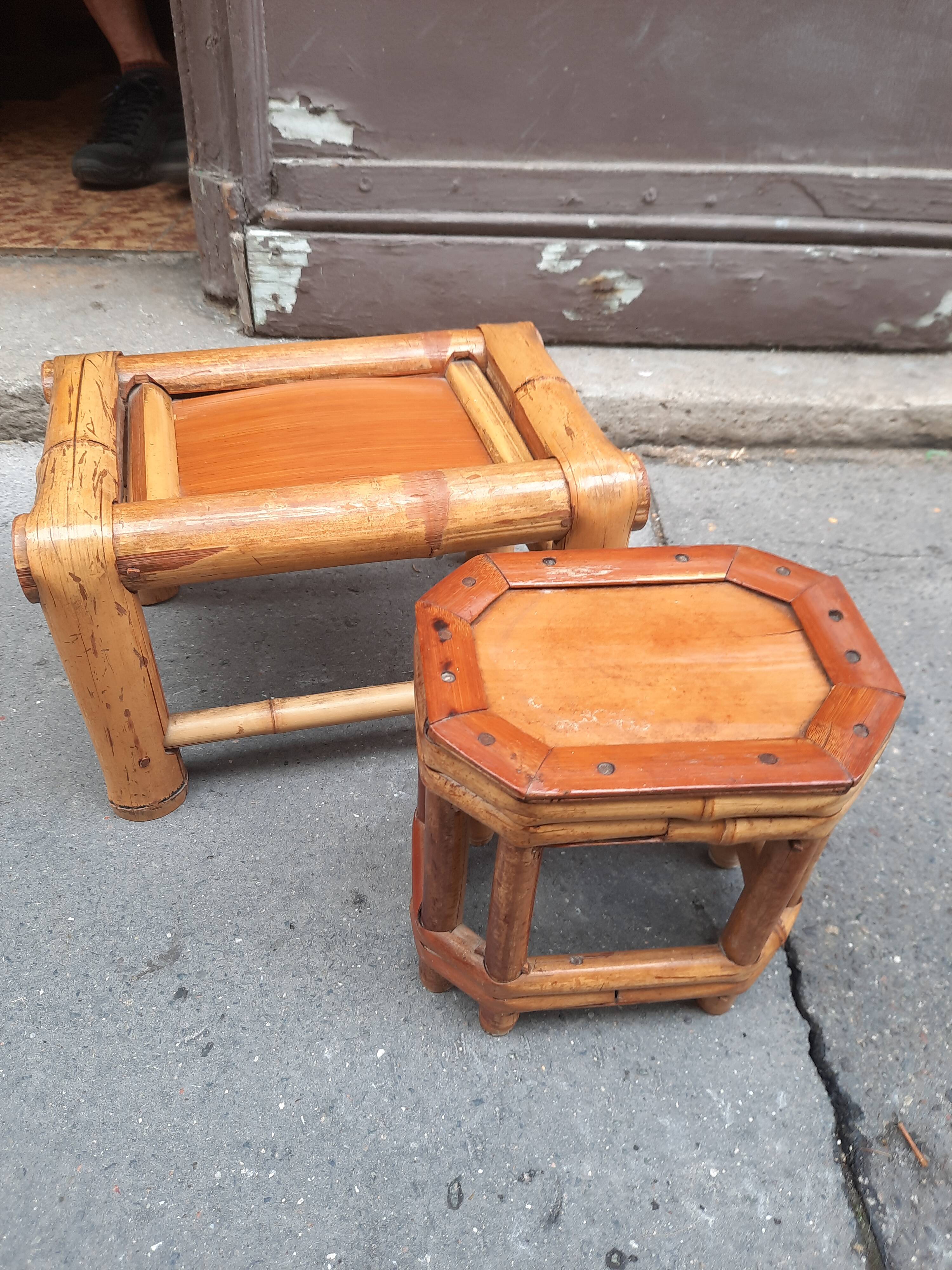 Set of two bamboo plant holders