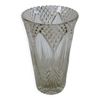 Vase en cristal à motifs art déco, 1950