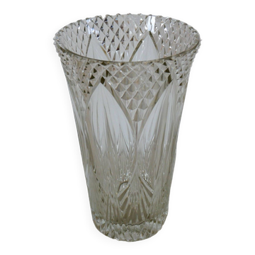 Vase en cristal à motifs art déco, 1950