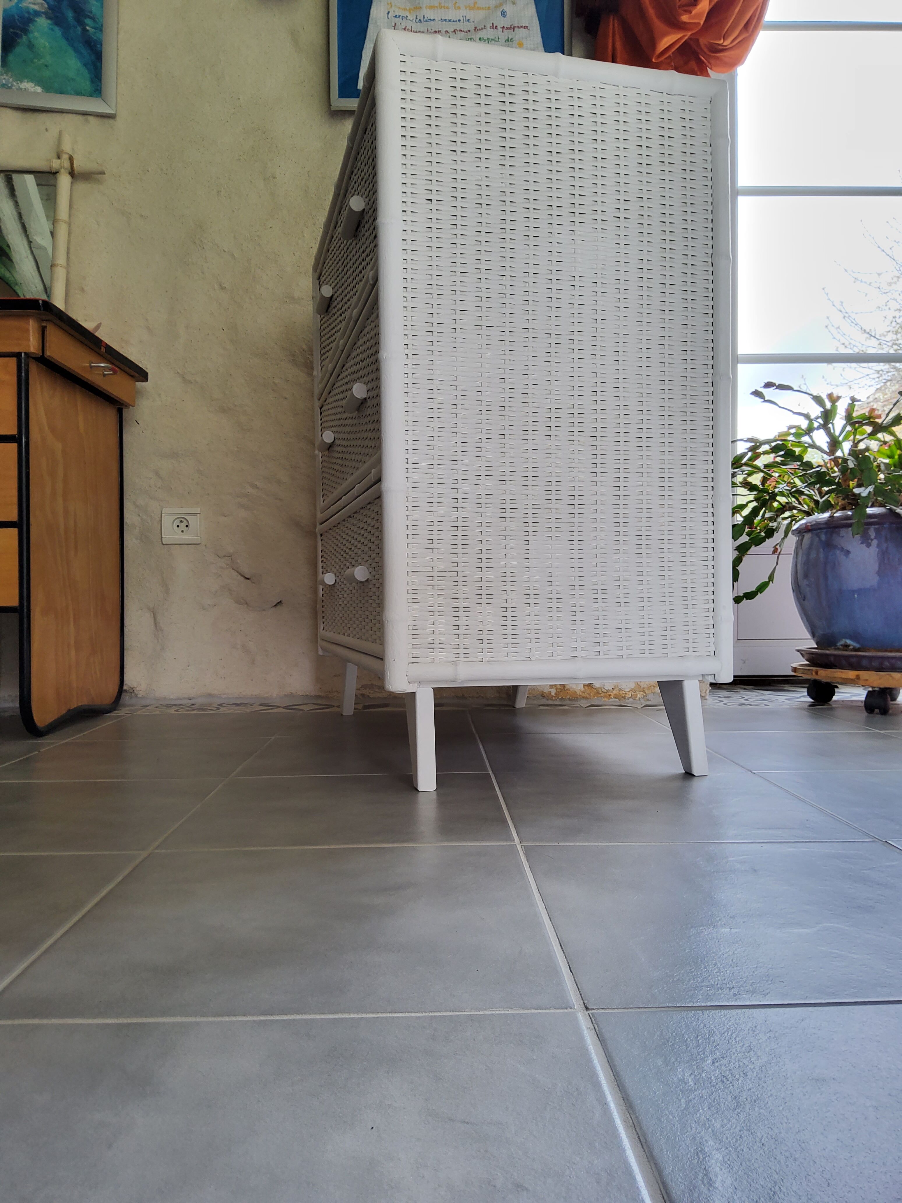 Rattan chest of drawers 70s