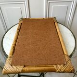 Miroir bambou en rotin années 60-70