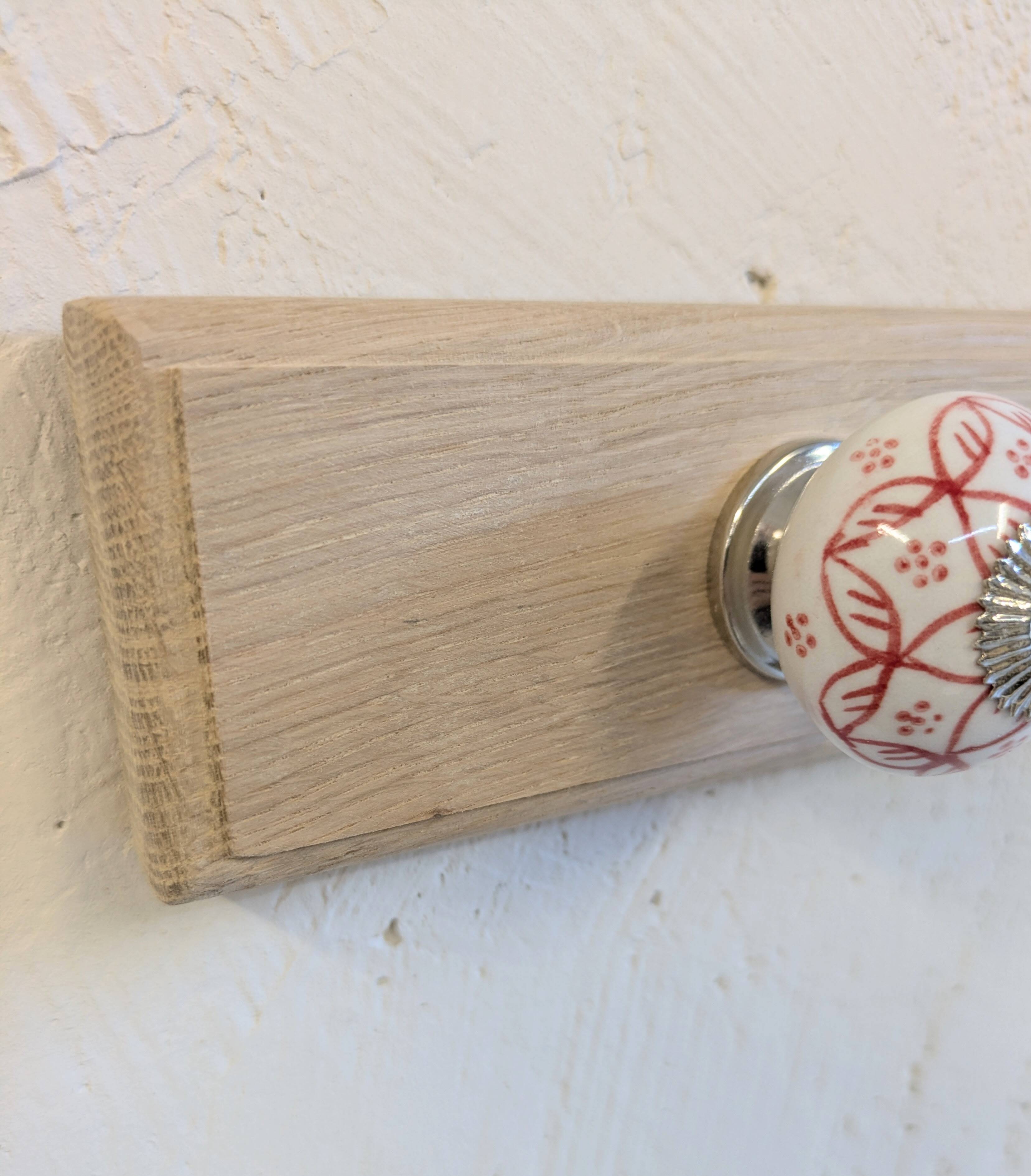 Vintage coat rack / hooks solid oak cottage style
