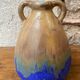 Vase grès flammé beige et bleu années 20/30