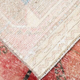 Brown red turkish runner rug, 90x336 cm