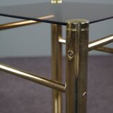 Hollywood Regency Golden Smoked Glass Side Table