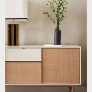 Enfilade Capri, low buffet in lacquer and rattan, brand Red Edition.