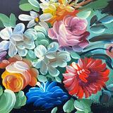 Wooden platter, hand-painted decoration