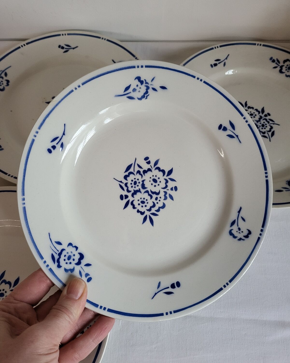 6 Flat Plates in earthenware Moulin des Loups & Hamage model Lucien