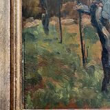 Tableau « Paysage arboré » , Huile sur panneau