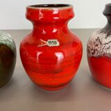 Set of 3 Multi-Color Fat Lava Op Art Pottery Vase Made Bay Ceramics, Germany