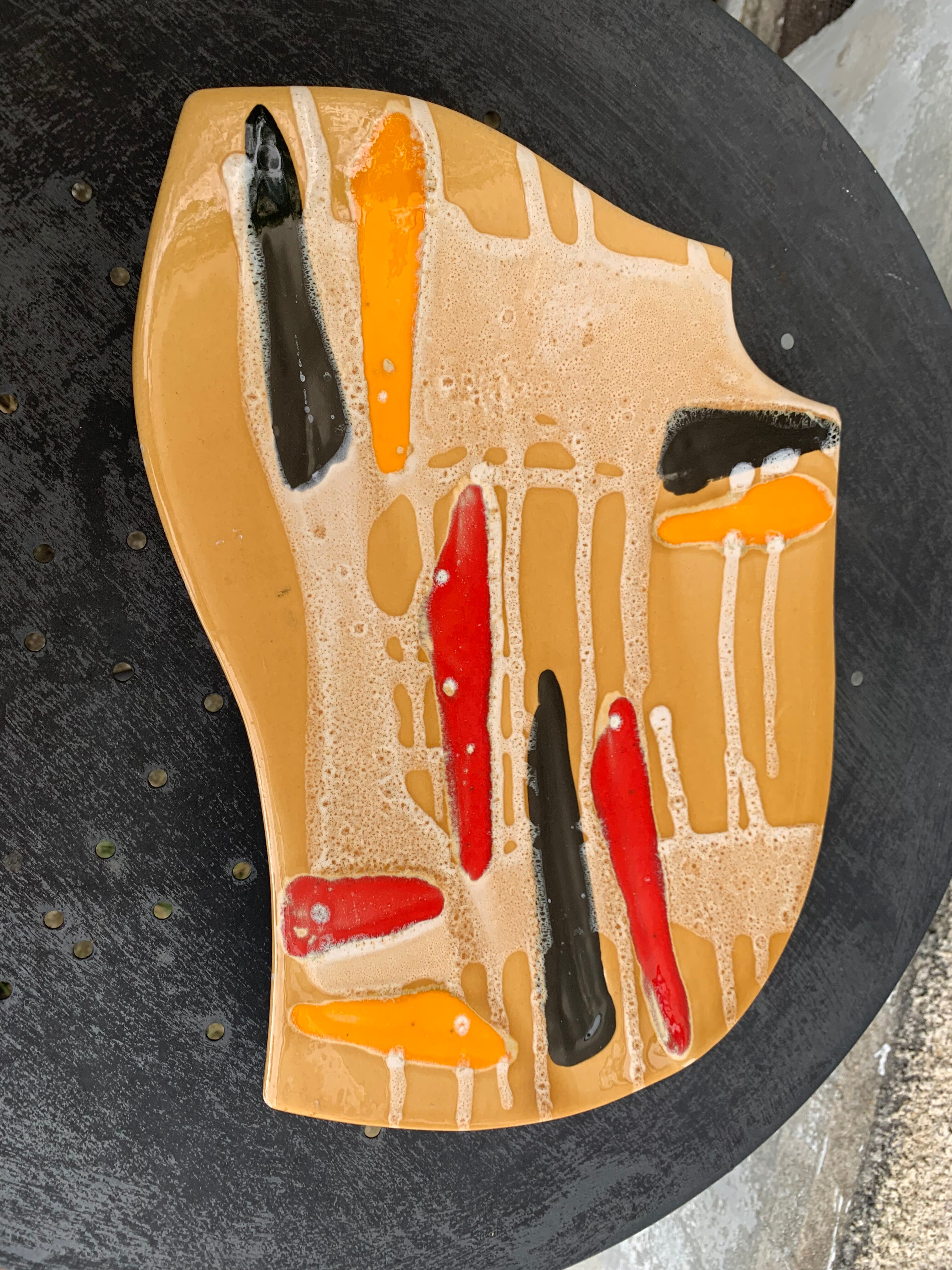 Flat, fruit cup design and vintage glazed ceramic