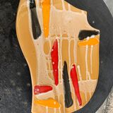 Flat, fruit cup design and vintage glazed ceramic