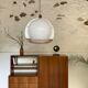 Vintage teak and plexiglass seventies pendant lamp