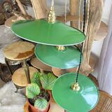 Vintage lampshade in green enamelled sheet metal, customizable