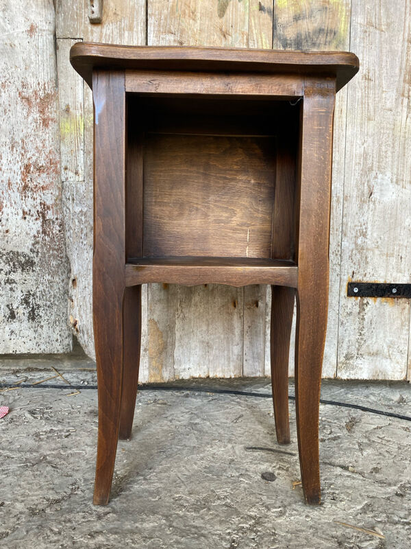 Chevet, table de nuit ancienne style Louis XV en bois avec casier
