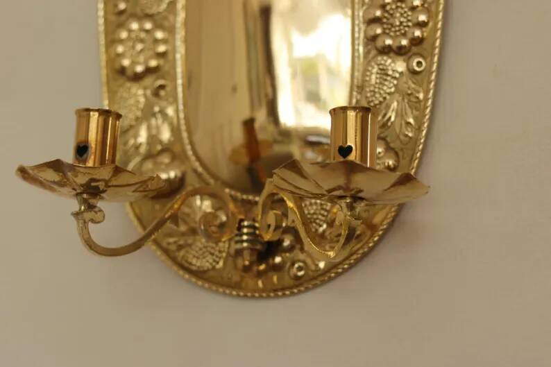 Baroque Style Mid-Century Brass Swedish Sconces