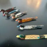 6 duck knife holders in lacquered wood