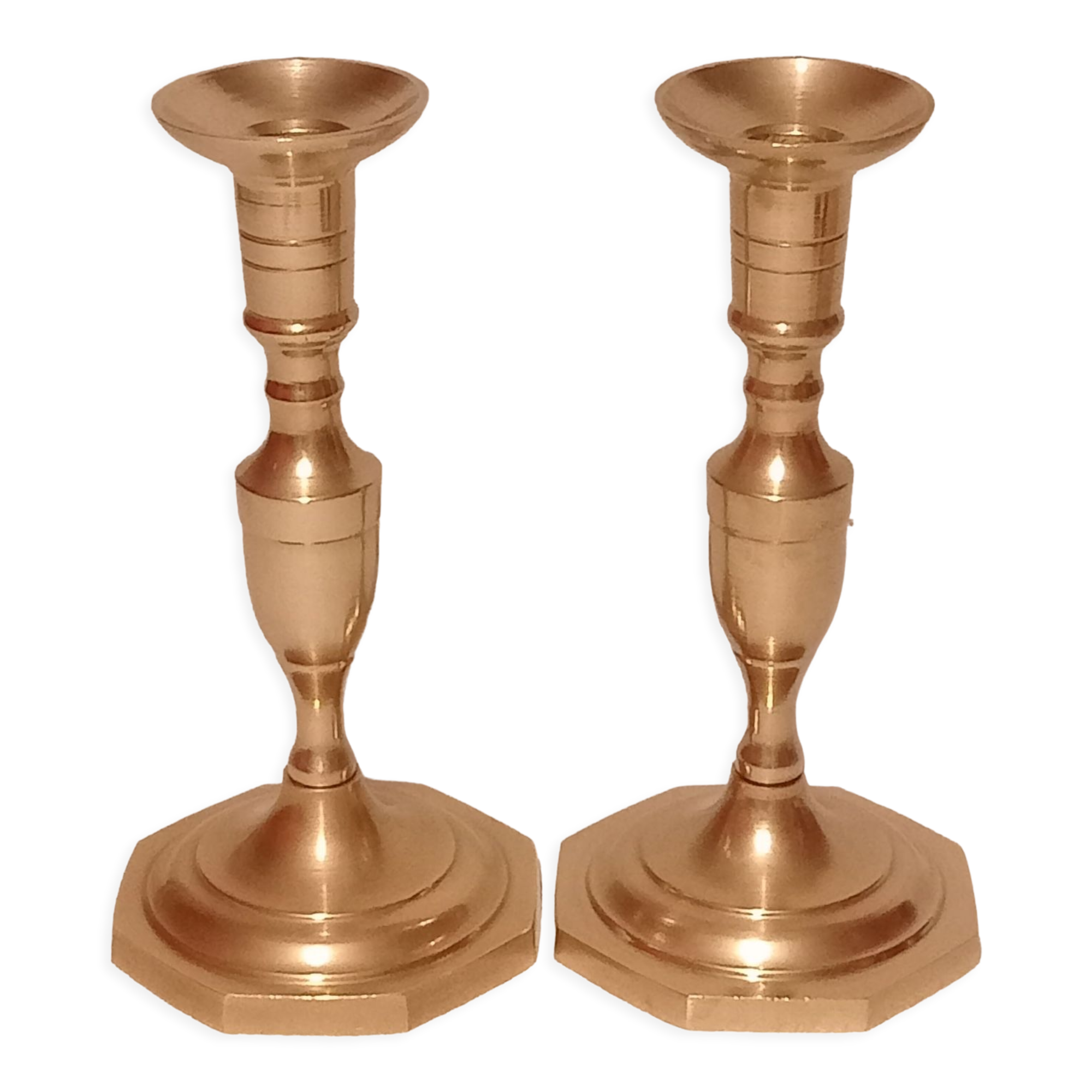 Pair of brass candle holders from the 50s