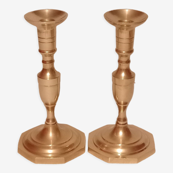 Pair of brass candle holders from the 50s