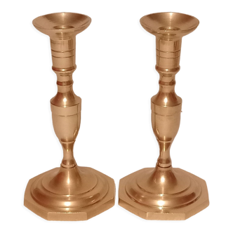 Pair of brass candle holders from the 50s