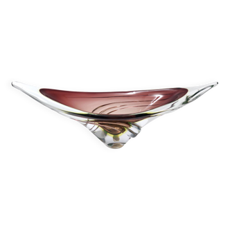 Bol ou centre de table en verre Sommerso marron par Seguso, Italie