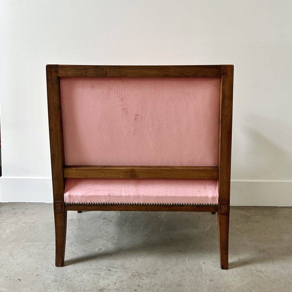 Large pink velvet armchair