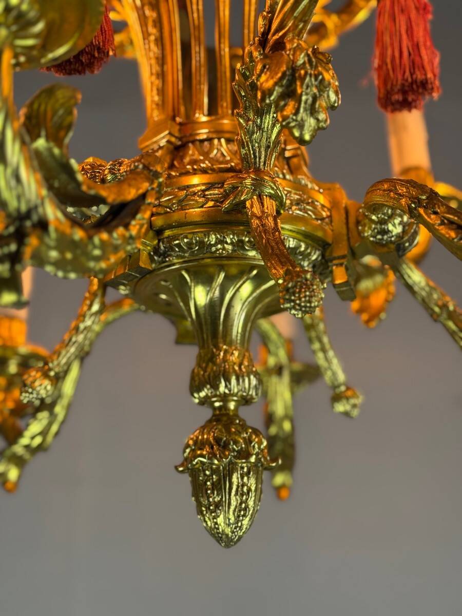 Louis XVI Style Basket Chandelier in Gilt Bronze Circa 1880