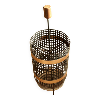 Space Age handmade umbrella stand, made of metal, iron and copper, vintage from the 60s