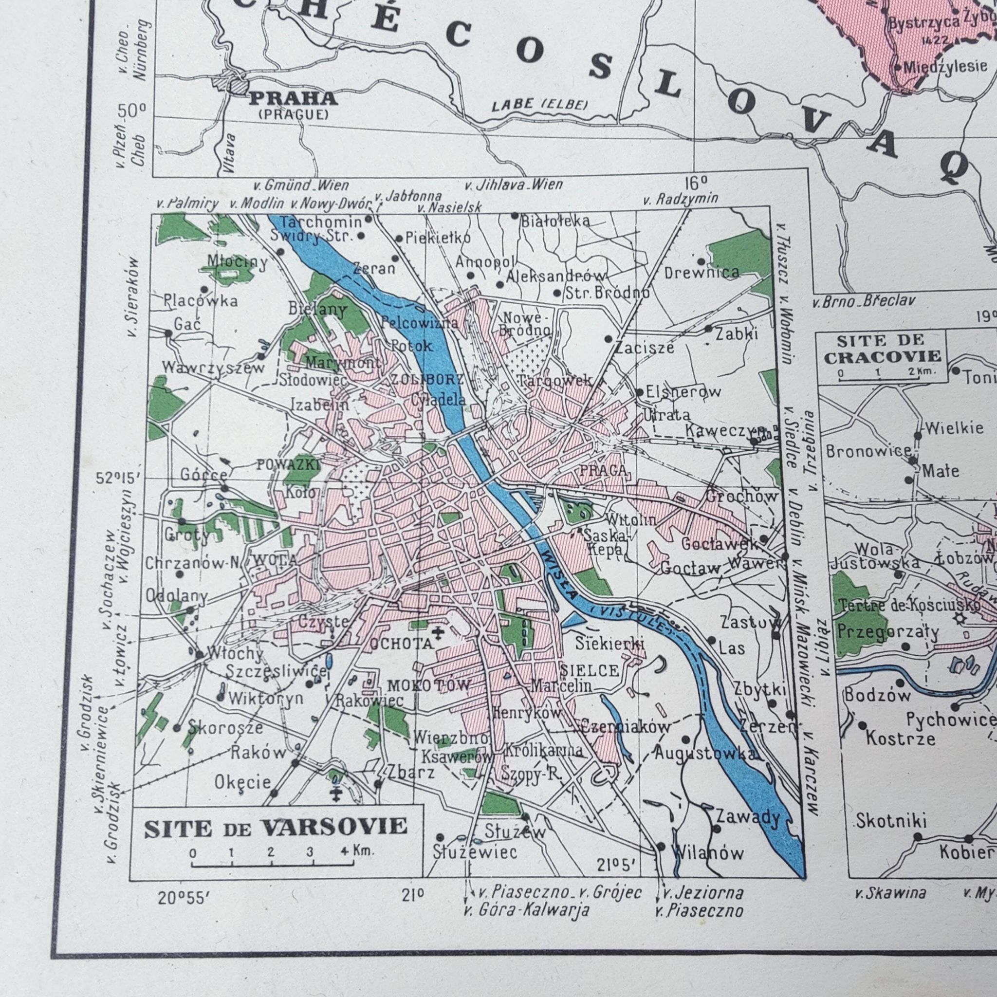 Old map of Poland Europe 43x43cm from 1950