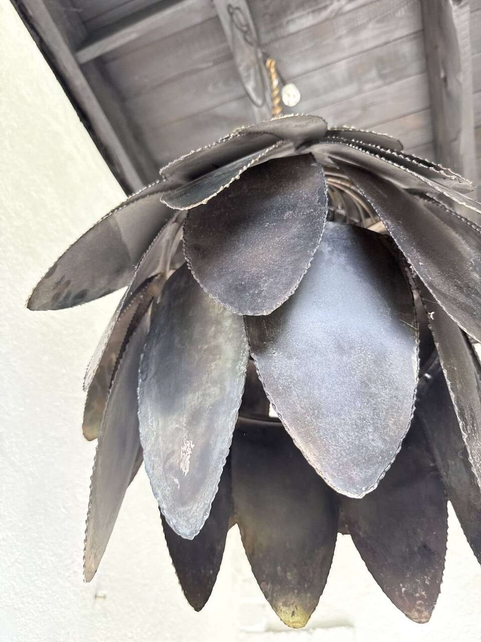 Brutalist suspension Jansen metal welded flower