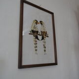 Bird-couple frame in butterfly wings