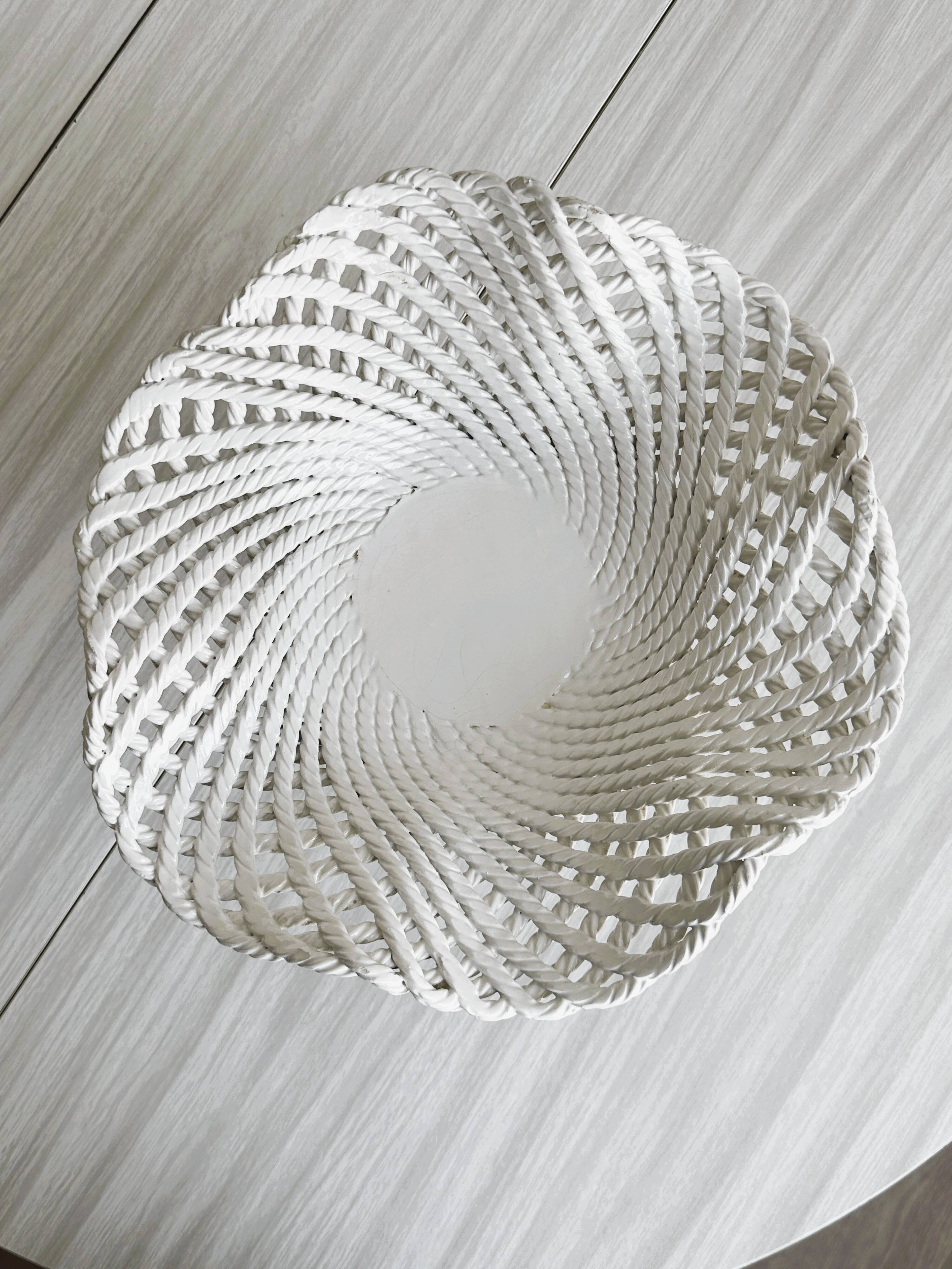Openwork white porcelain fruit basket